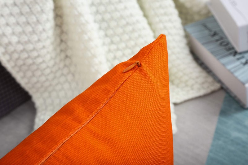 TangDepot Handmade Decorative Solid 100% Cotton Canvas Throw Pillow Covers/Pillow Shams, (16"x16", Orange) - Image 4